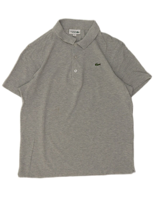 Tricou polo Lacoste pentru bărbați mărimea 4, bumbac cu pete gri mediu