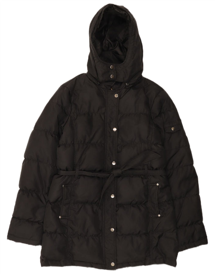 Palton căptușit cu glugă pentru femei Zara UK 14 Medium Black