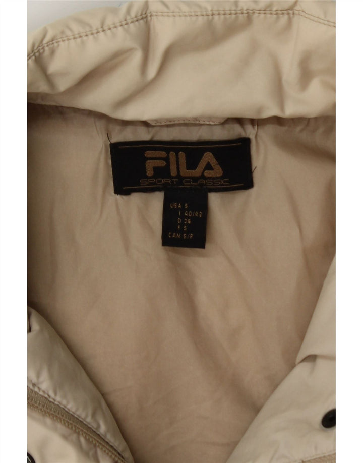 FILA Womens Oversized Padded Jacket UK 10 Small Beige Polyamide Vintage Fila and Second-Hand Fila from Messina Hembry 