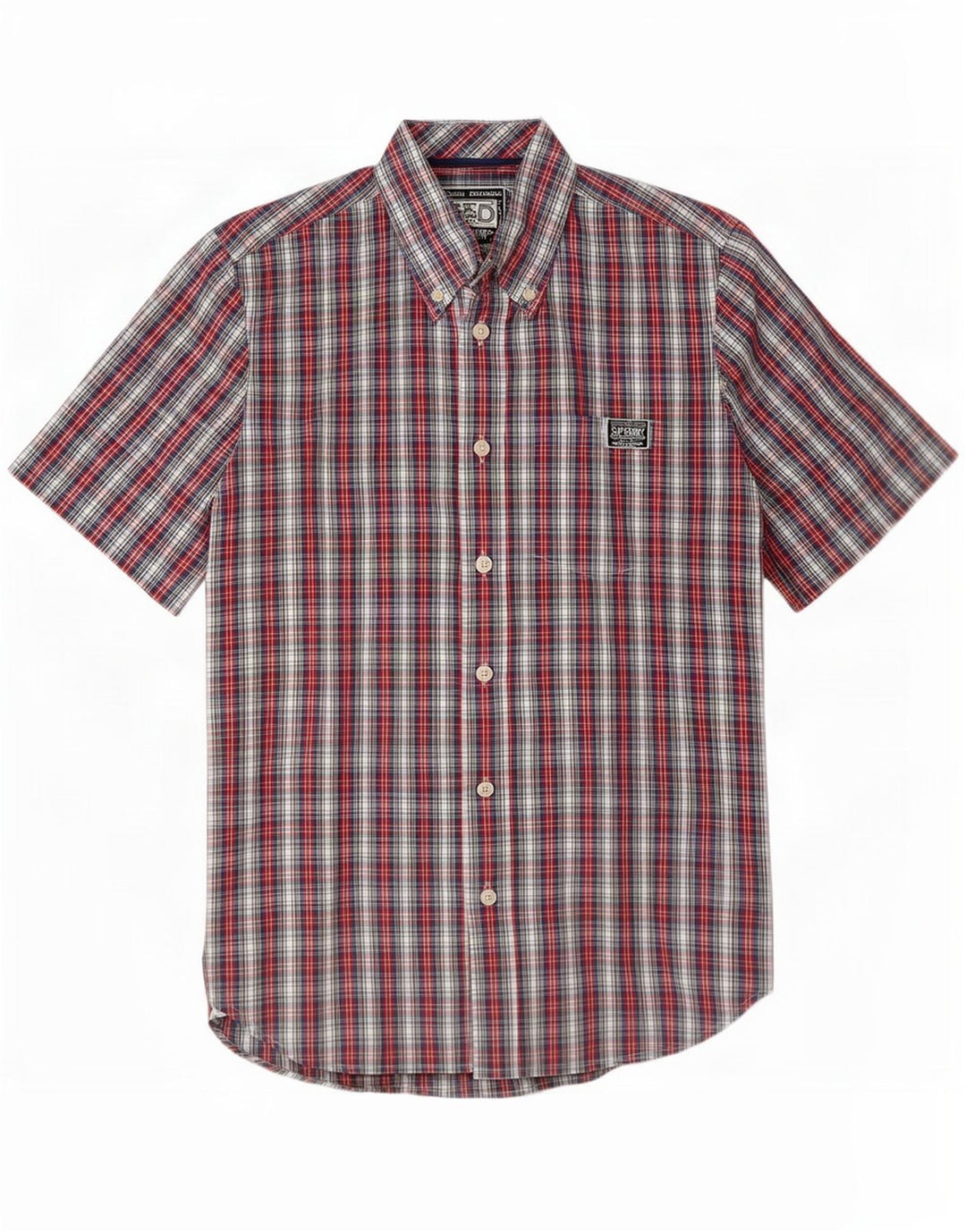 Cămașă cu mânecă scurtă pentru bărbați Superdry, bumbac cu carouri multicolore mediu