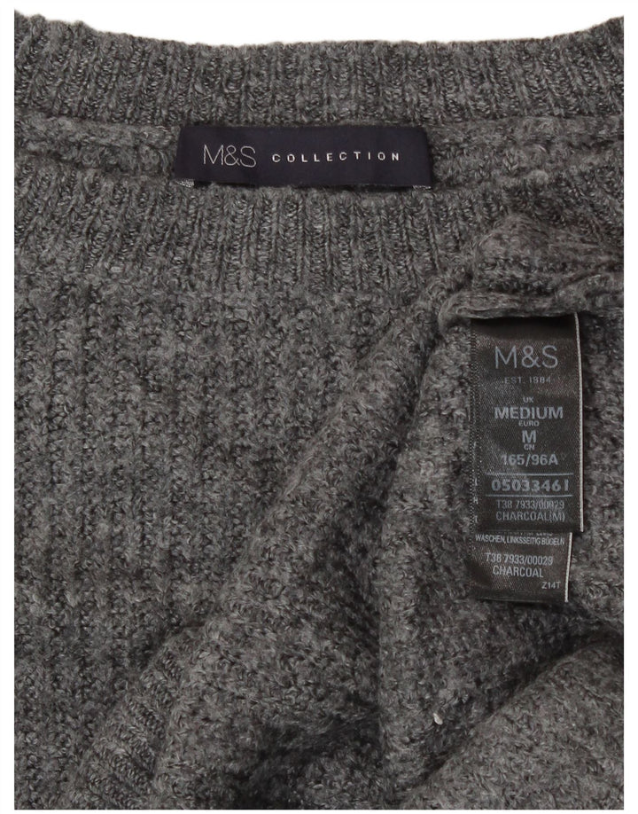 Pulover pentru femei Marks & Spencer cu gât de barcă UK 14 Medium Gri Pete
