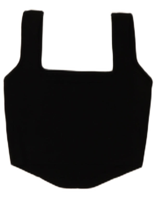 Zara Womens Sleeveless Crop Top UK 14 Large Black Polyamide