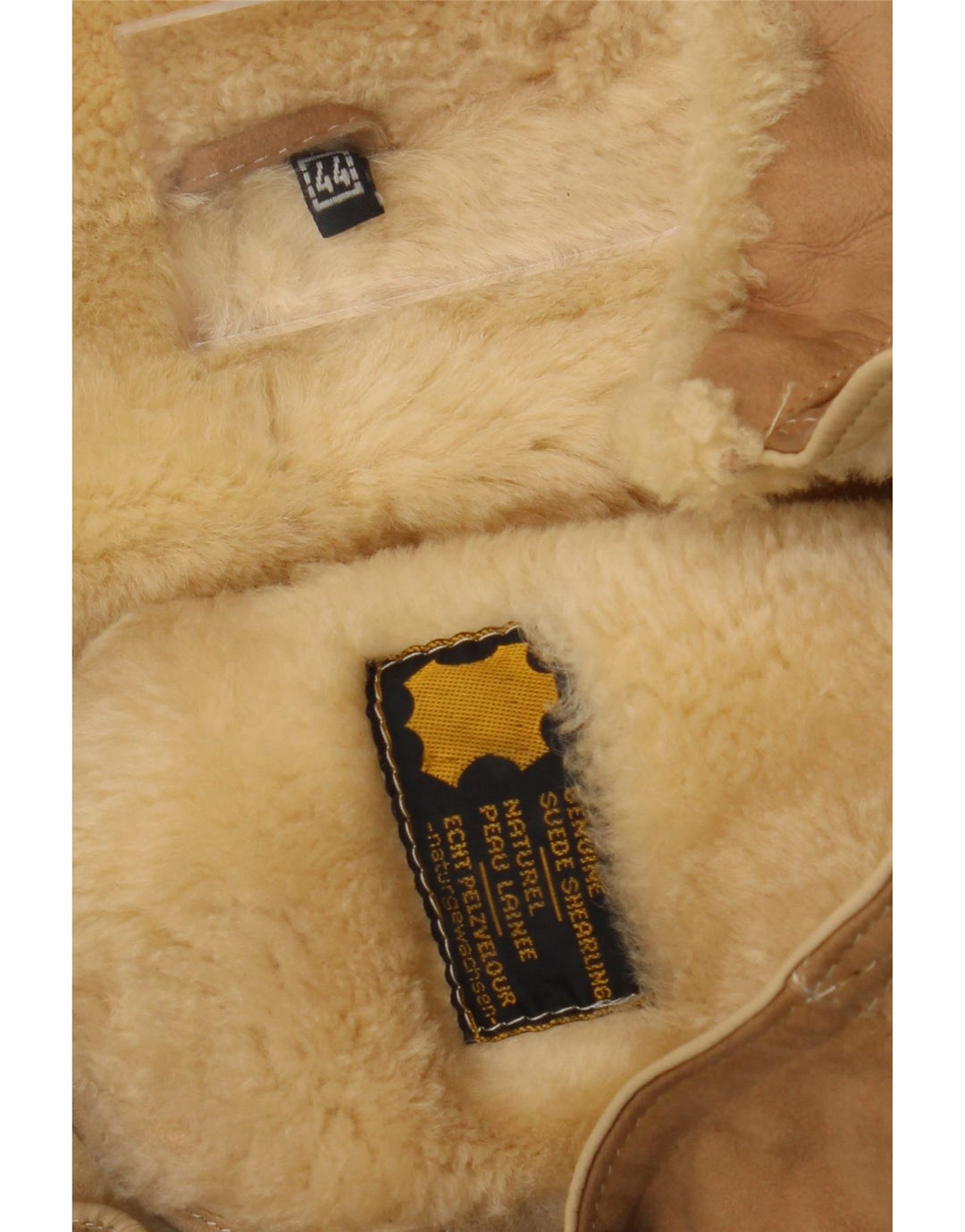 Palton din shearling vintage pentru femei IT 44 Bej mediu din shearling