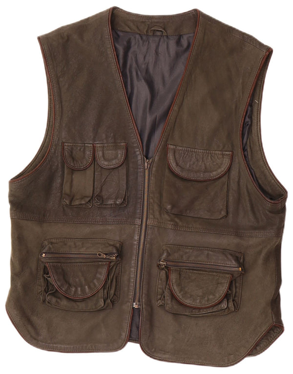 Gilet din piele vintage pentru bărbați IT 54 2XL kaki