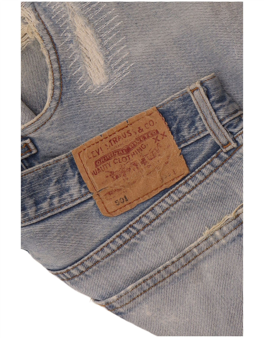 Pantaloni scurți Levi's 501 Distressed Denim W33 Medium Blue