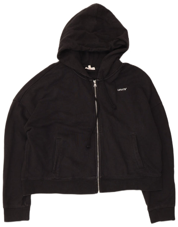 Pulover Levi's Oversized Crop Zip Hoodie pentru femei UK 16 Large Black