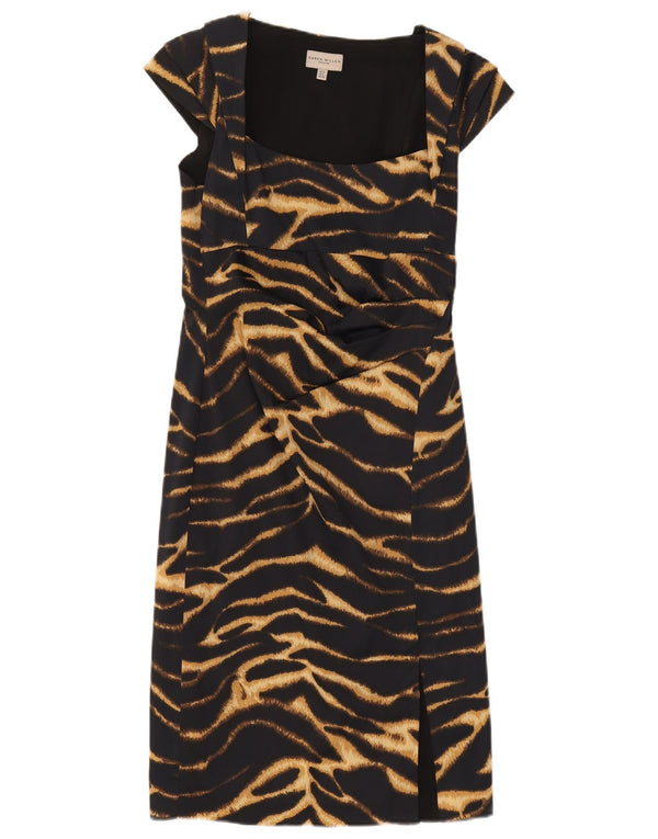 Karen Millen Rochie teacă pentru femei UK 12 Medium Black Animal Print Acetat