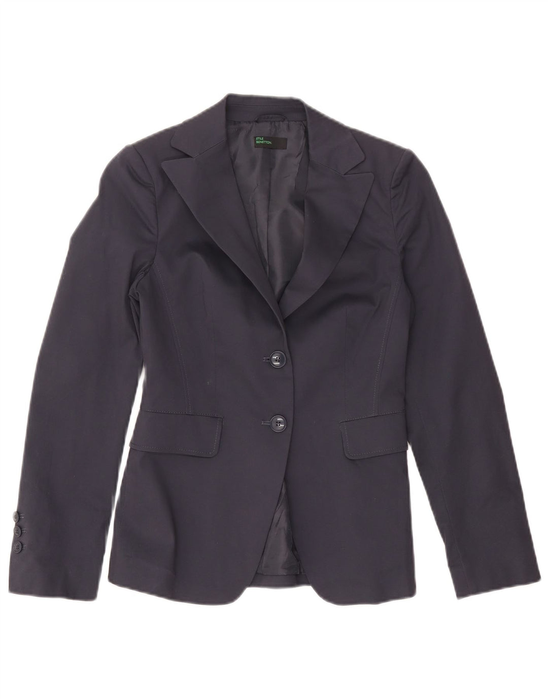 Jachetă pentru femei Benetton cu 2 nasturi IT 40 Bumbac bleumarin mic