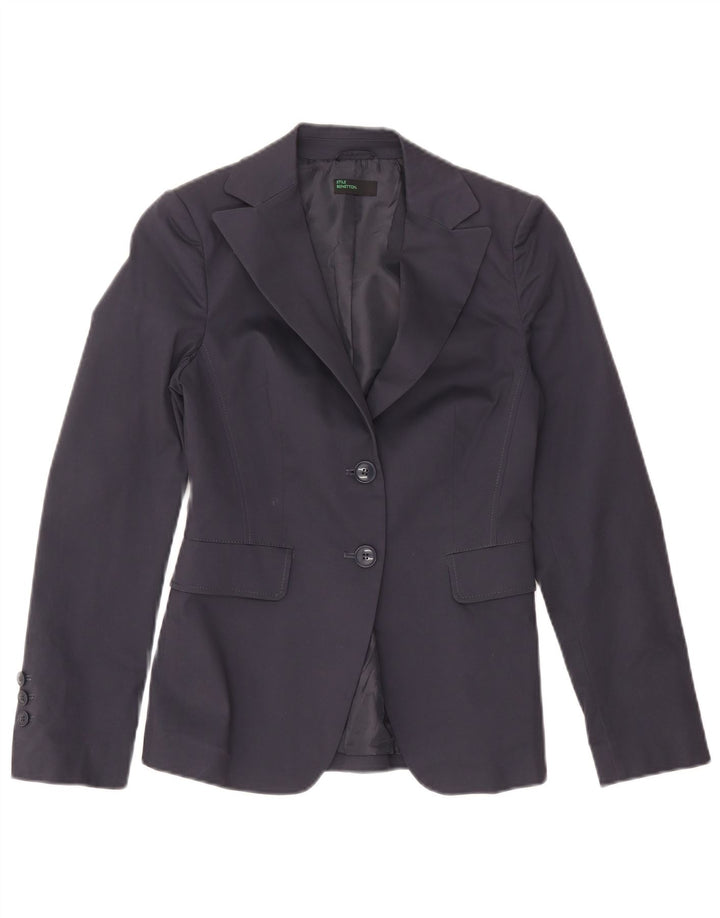 Jachetă pentru femei Benetton cu 2 nasturi IT 40 Bumbac bleumarin mic