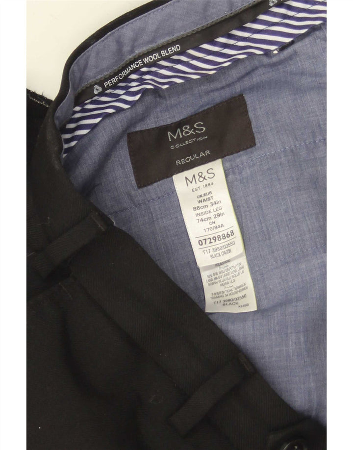 Marks & Spencer Pantaloni drepți pentru bărbați L34 L29 Lână neagră