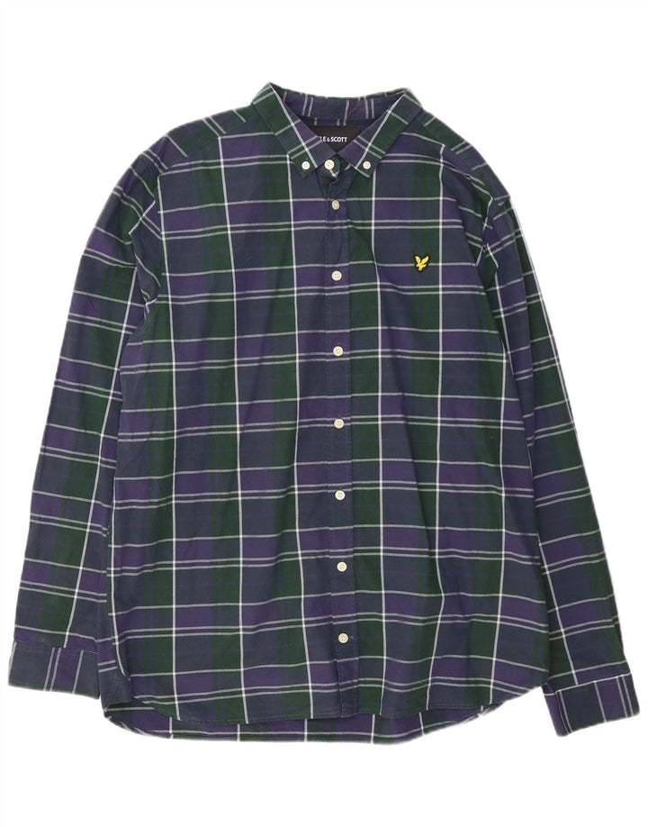 Cămașă pentru bărbați Lyle & Scott 2XL, bumbac cu carouri bleumarin