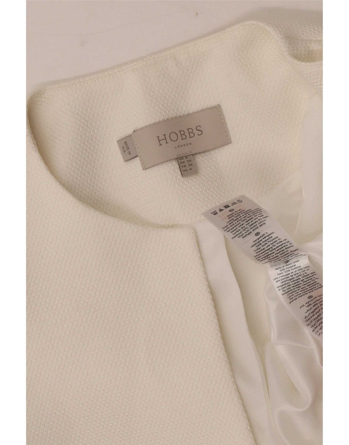 Jachetă Bolero Hobbs pentru femei cu mâneci 3/4 deschise UK 8, poliester alb mic