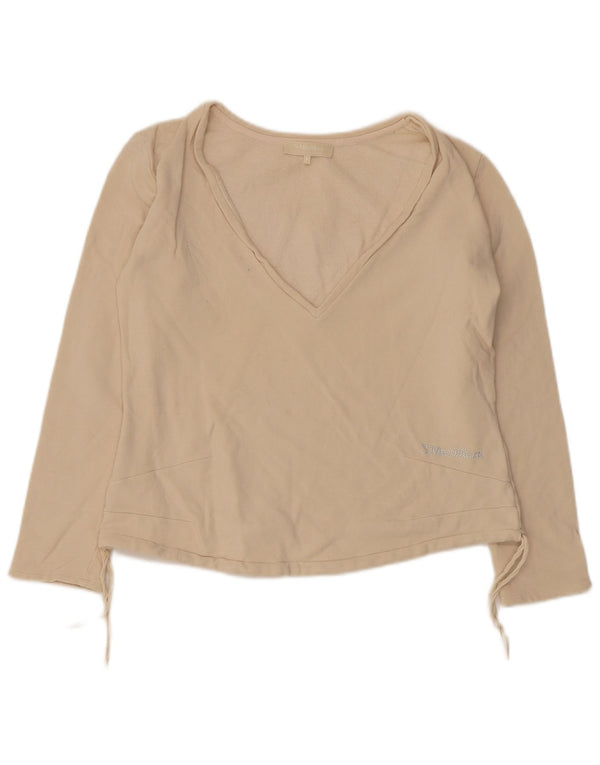 Top femei Max Mara cu mânecă lungă UK 10 mic, bej, bumbac