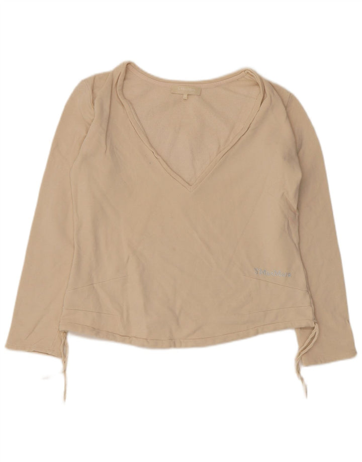 Top femei Max Mara cu mânecă lungă UK 10 mic, bej, bumbac
