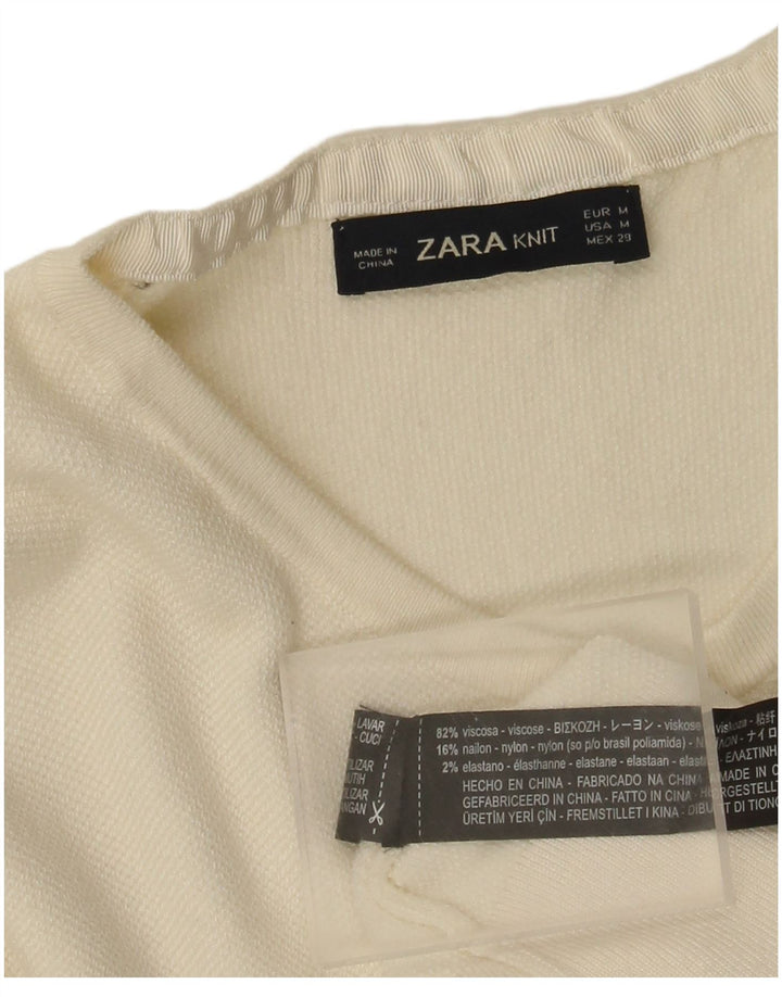 Pulover cardigan pentru femei Zara UK 12 Medium White Viscose