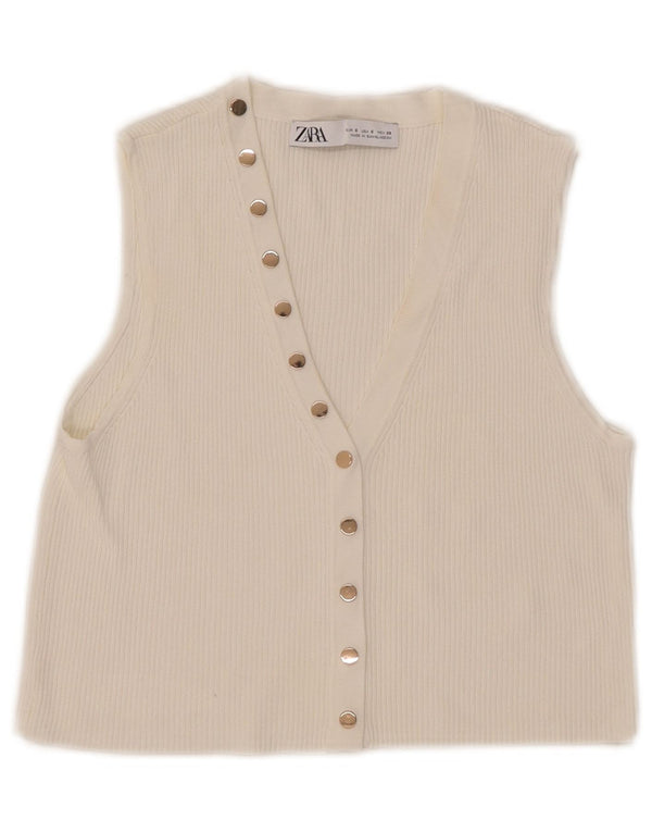 Crop Top fără mâneci pentru femei Zara UK 10 Small White