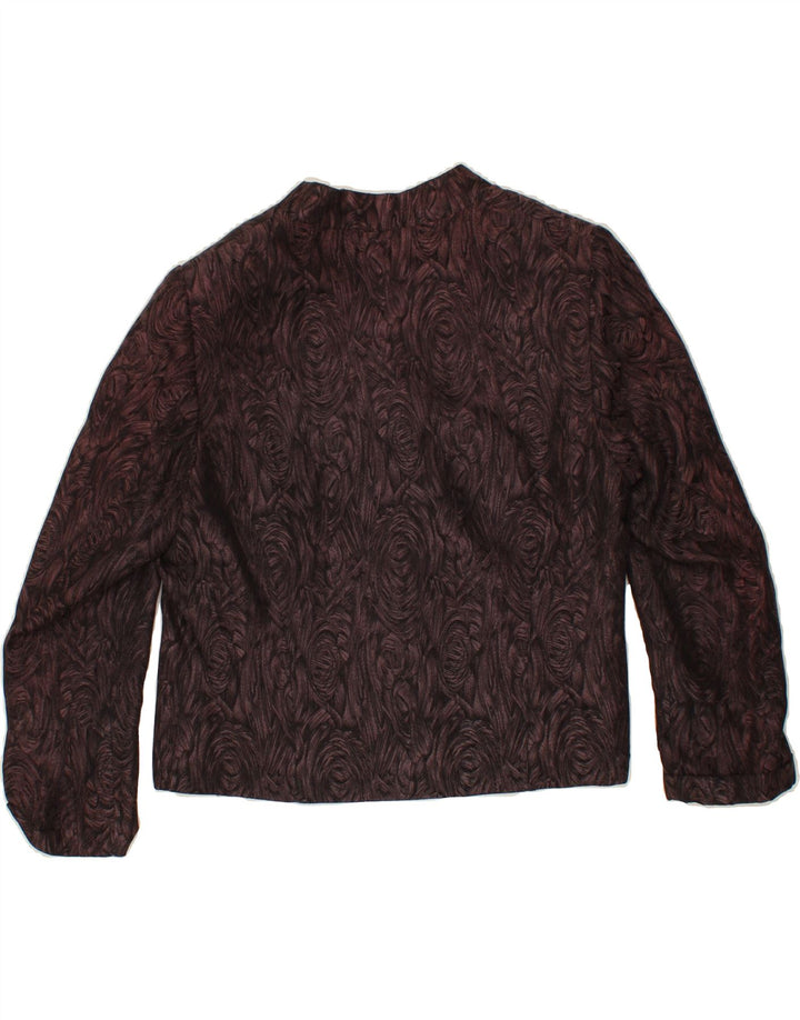 VINTAGE Womens Abstract Pattern 3 Button Blazer Jacket UK 12 Medium Maroon Vintage Vintage and Second-Hand Vintage from Messina Hembry 