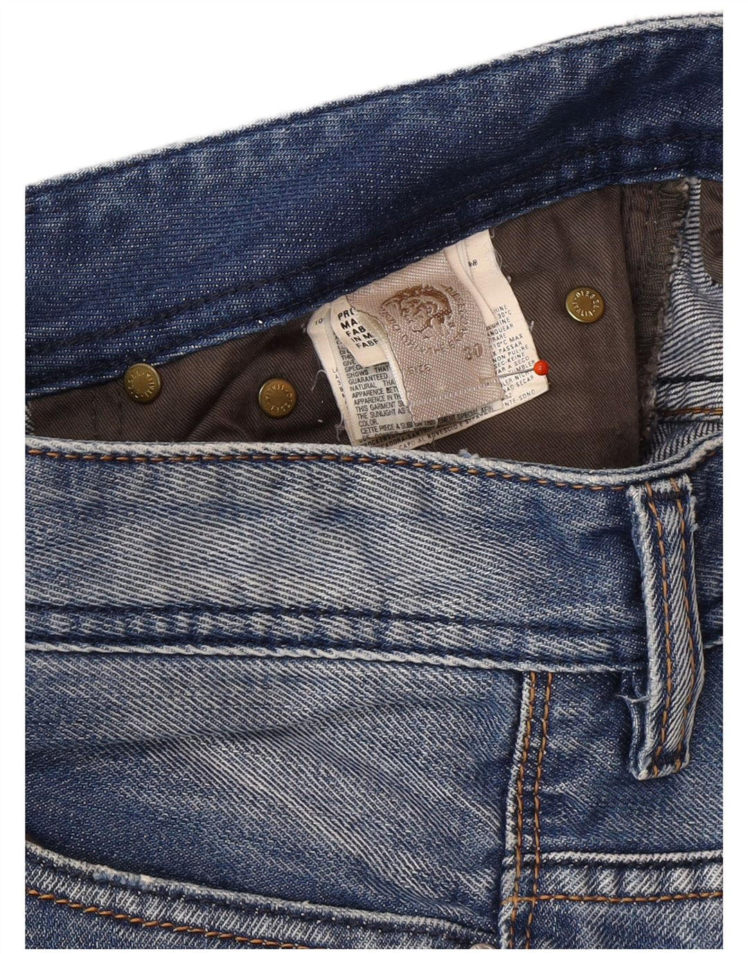 DIESEL Mens Distressed Straight Jeans W30 L34 Blue Cotton