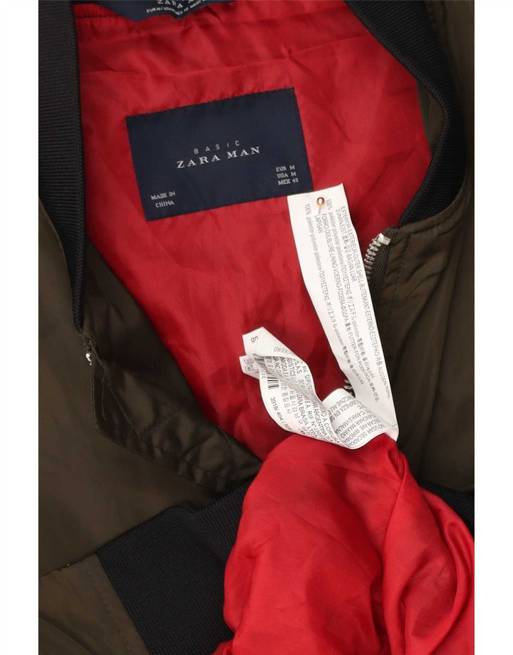 Bomber pentru bărbați Zara UK 38 Poliester verde mediu