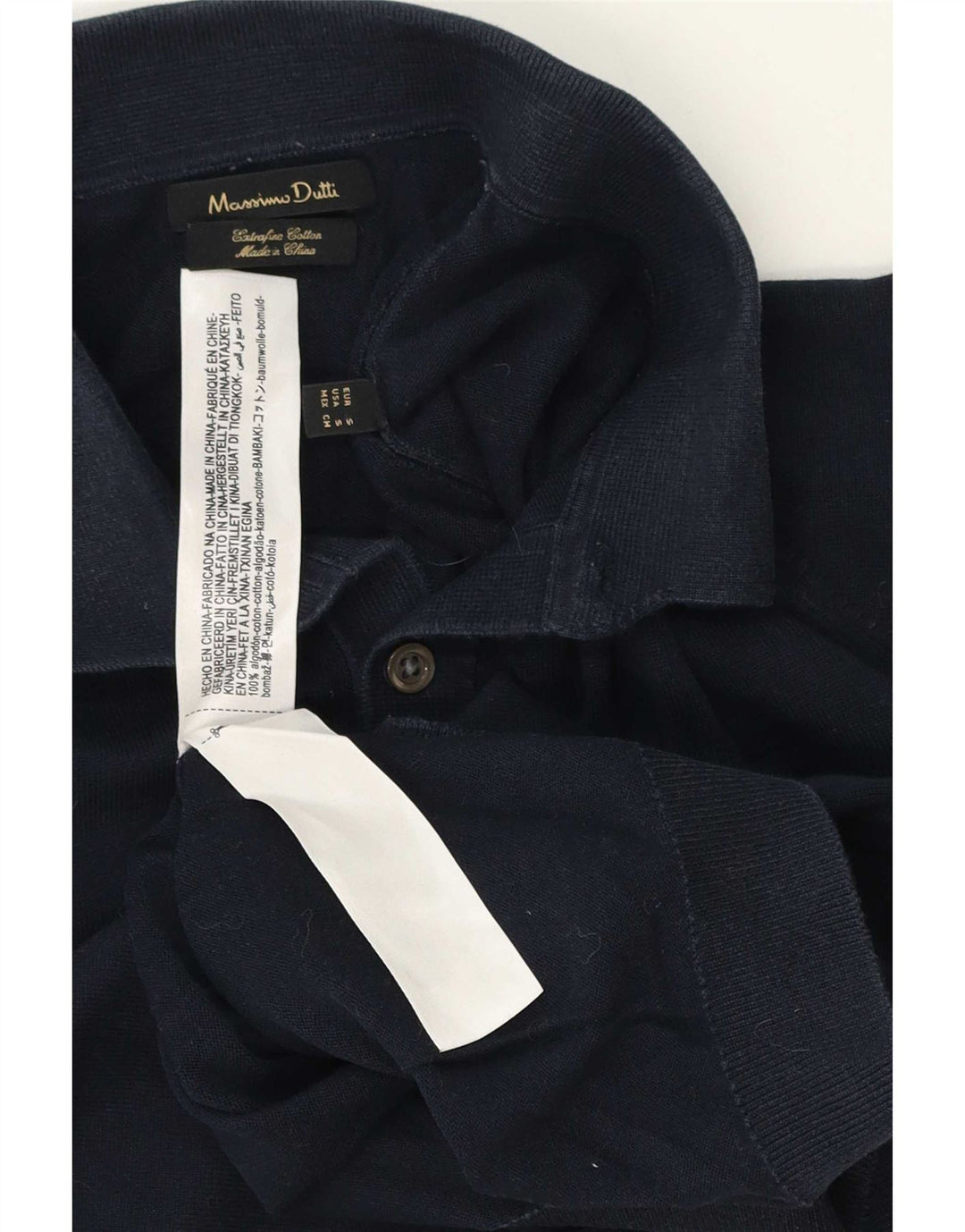 Pulover Massimo Dutti pentru bărbați, cu gât polo, bumbac mic, albastru bleumarin
