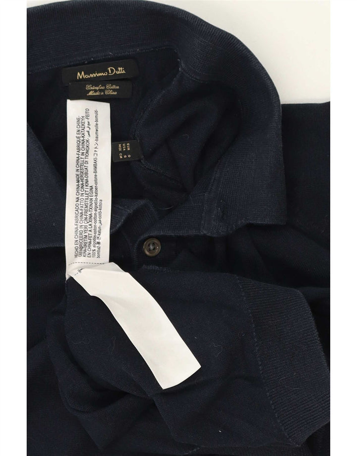 Pulover Massimo Dutti pentru bărbați, cu gât polo, bumbac mic, albastru bleumarin