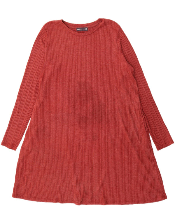 Rochie cort pentru femei Marks & Spencer cu mânecă lungă, UK 18 XL, poliester burgundă