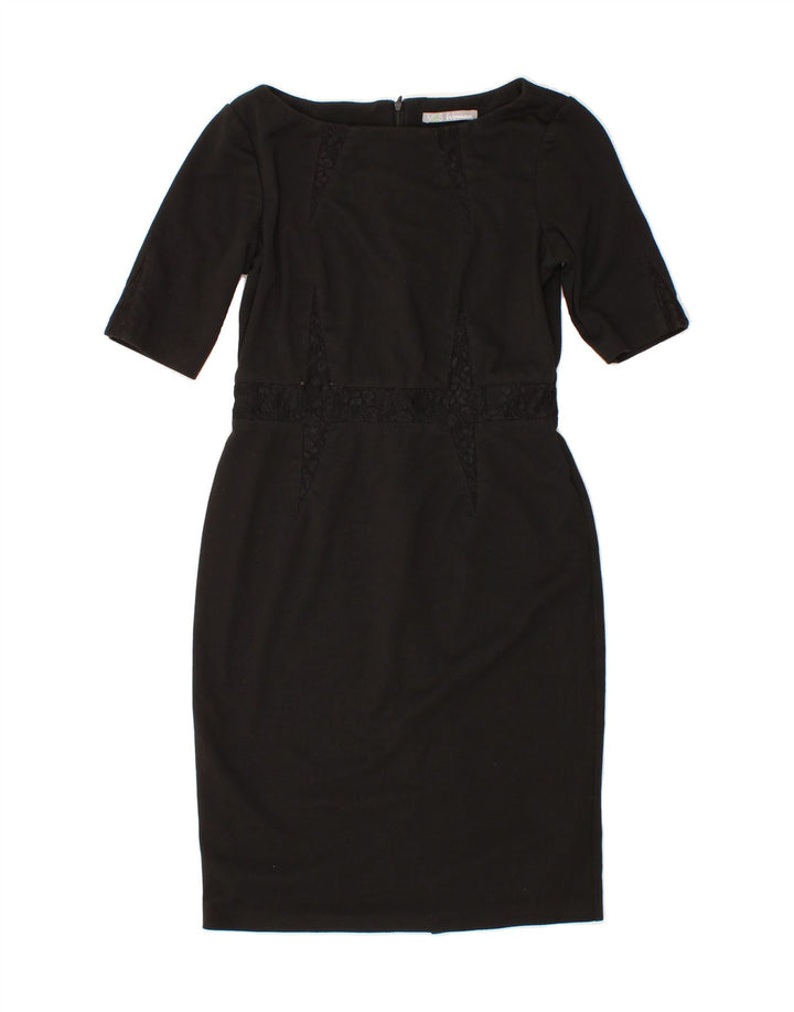 MARKS & SPENCER Womens Sheath Dress UK 12 Medium Black Polyester Vintage Marks & Spencer and Second-Hand Marks & Spencer from Messina Hembry 