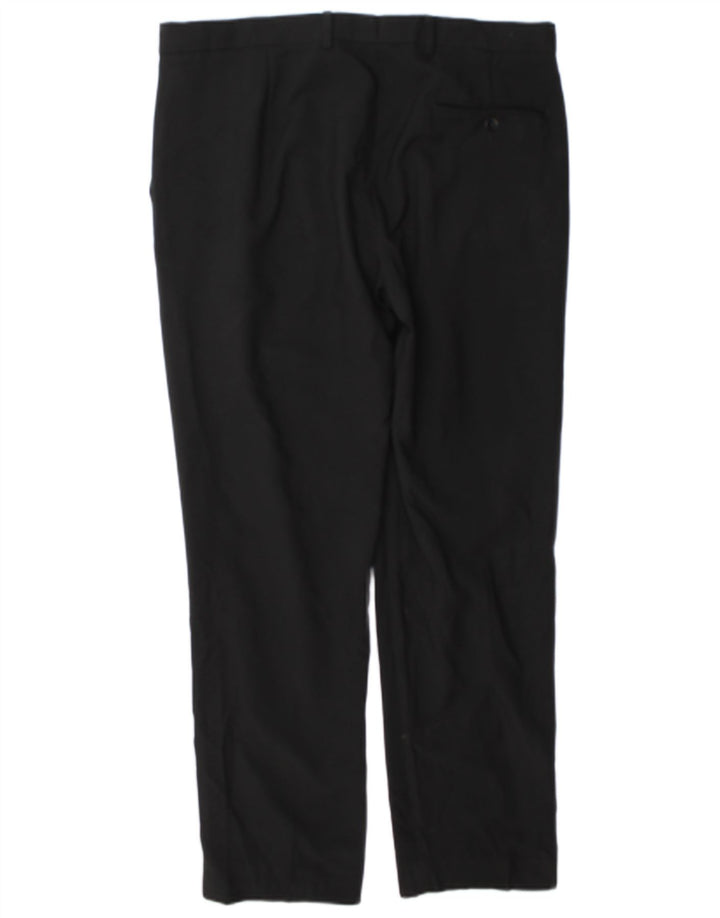 Pantaloni de costum obișnuiți drepți pentru bărbați Marks & Spencer L36 L31 Poliester negru