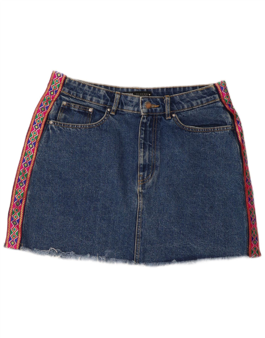 Fusta Mini Denim Zara Femei Mediu W28 Albastru Geometric