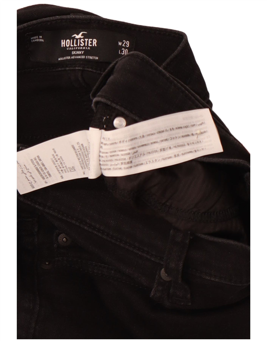 Blugi skinny pentru bărbați HOLLISTER W29 L30 bumbac negru