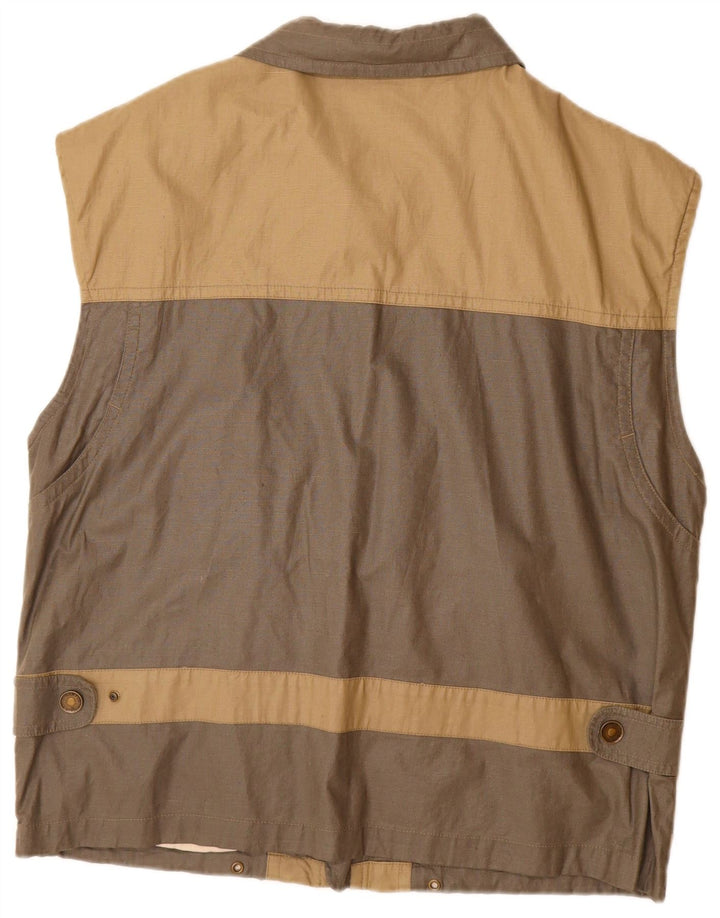 VINTAGE Gilet pentru bărbați UK 38 Medium Beige Colorblock Bumbac