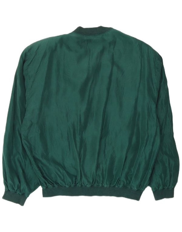 VINTAGE Bomber Jacket pentru bărbați UK 42 XL Green Silk