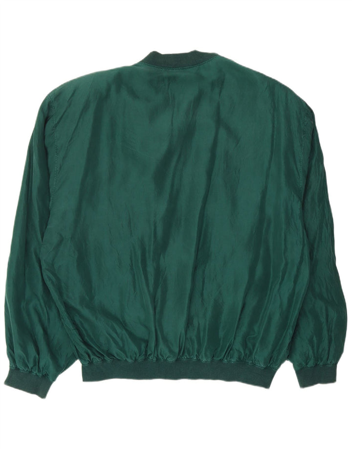 VINTAGE Bomber Jacket pentru bărbați UK 42 XL Green Silk