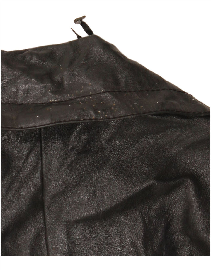 VINTAGE Jachetă din piele dublu pentru femei UK 12 Medium Black