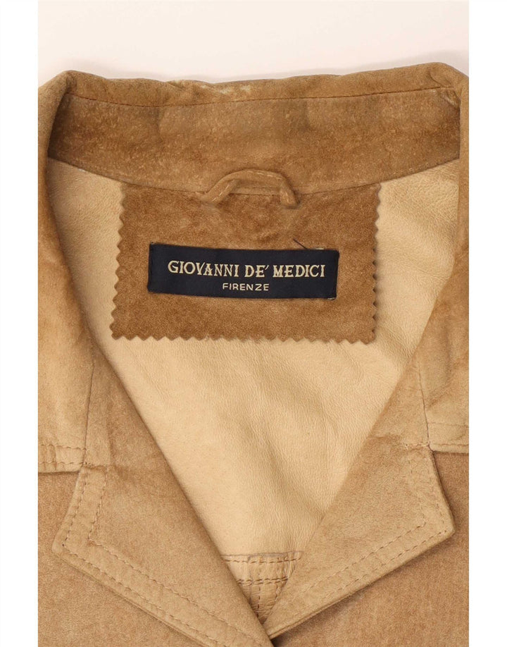 Jacheta de piele intoarsa pentru femei vintage IT 42 Medium Beige Piele