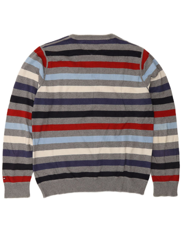 Pulover Tommy Hilfiger pentru bărbați, cu decolteu, în dungi medii, multicolore