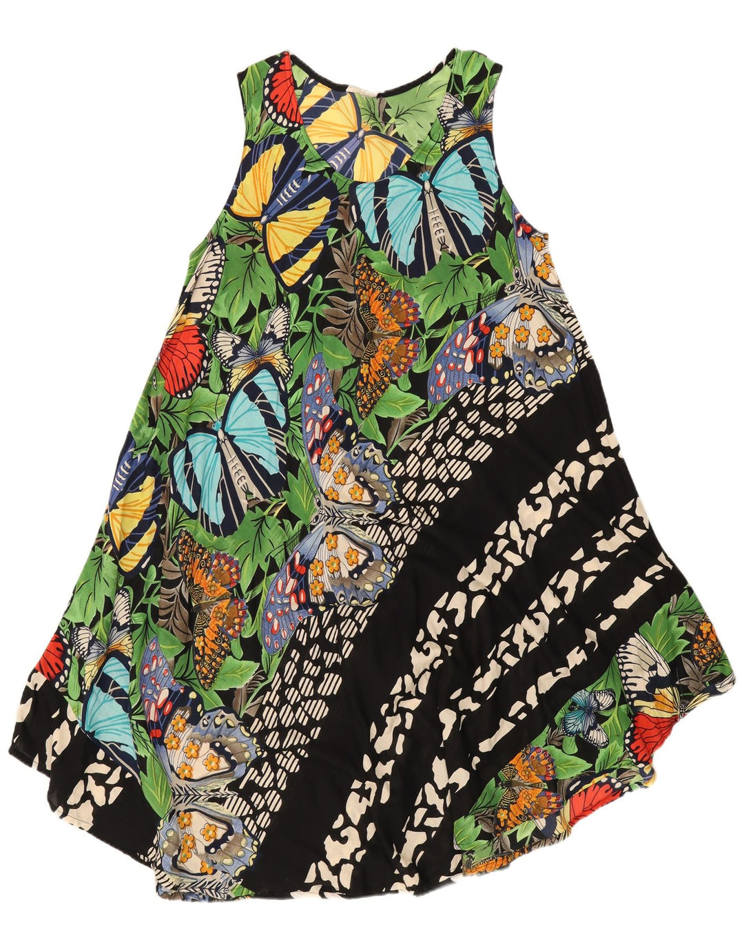 Rochie de soare vintage pentru femei cu grafică UK 16 Fluture mare multicolor