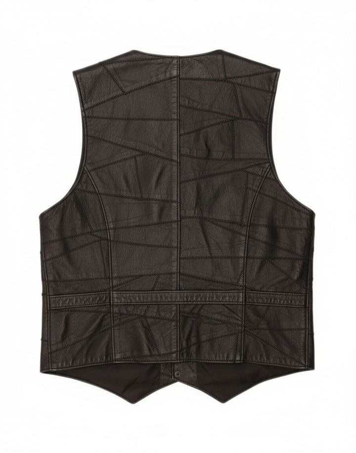 Vestă de piele vintage pentru bărbați, mică, neagră, mozaic