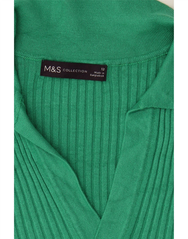 MARKS & SPENCER Womens Polo Neck Jumper Sweater UK 12 Medium  Green Vintage Marks & Spencer and Second-Hand Marks & Spencer from Messina Hembry 