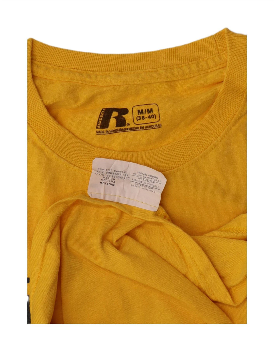 Tricou grafic Russell Athletic pentru bărbați Top din bumbac galben mediu