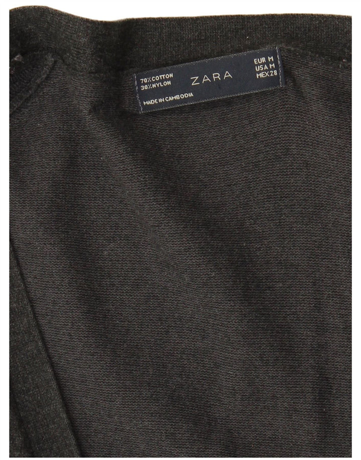Pulover cardigan pentru femei Zara UK 12, bumbac gri mediu