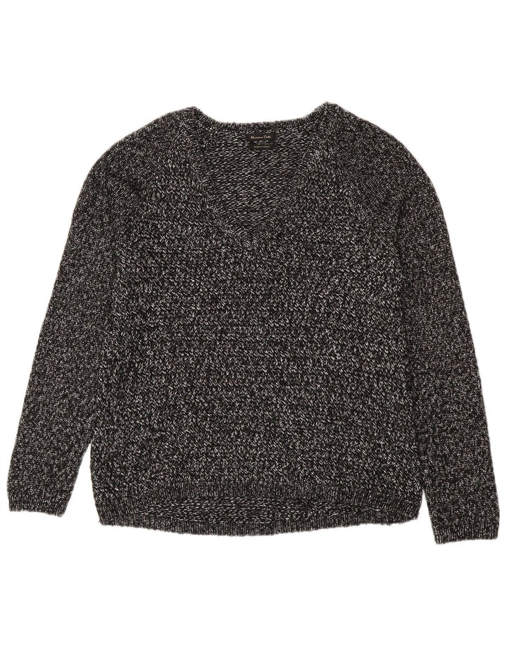 Pulover cu decolteu în V Massimo Dutti pentru femei UK 14 Medium Gri Pete
