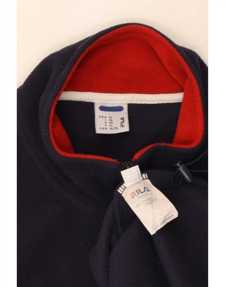 Pulover Fila pentru bărbați, cu fermoar și gât, XL, poliester bleumarin