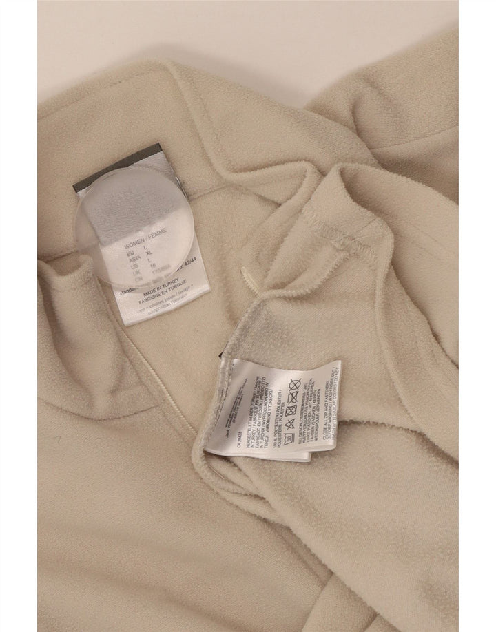 JACK WOLFSKIN Pulover pentru femei, cu fermoar și gât, din lână UK 16, mare, bej, poliester