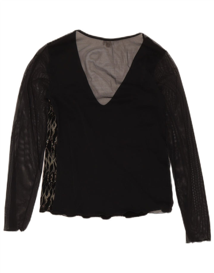 Tricou Yamamay pentru femei cu mânecă lungă See Through UK 12 Medium Black Striped