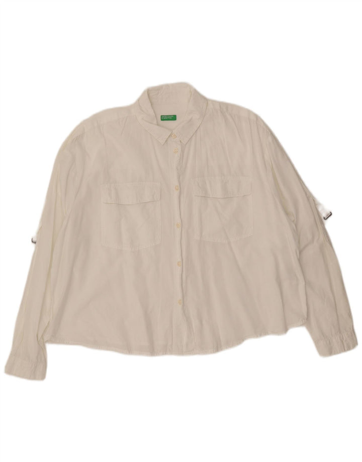 Cămașă oversize pentru femei BENETTON UK 16, mare, alb, bumbac