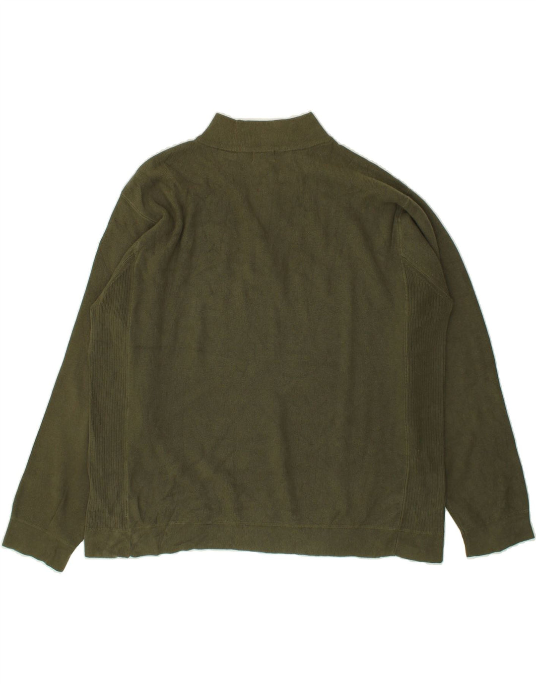 IZOD Mens Zip Neck Jumper Sweater Large Khaki Cotton Vintage Izod and Second-Hand Izod from Messina Hembry 