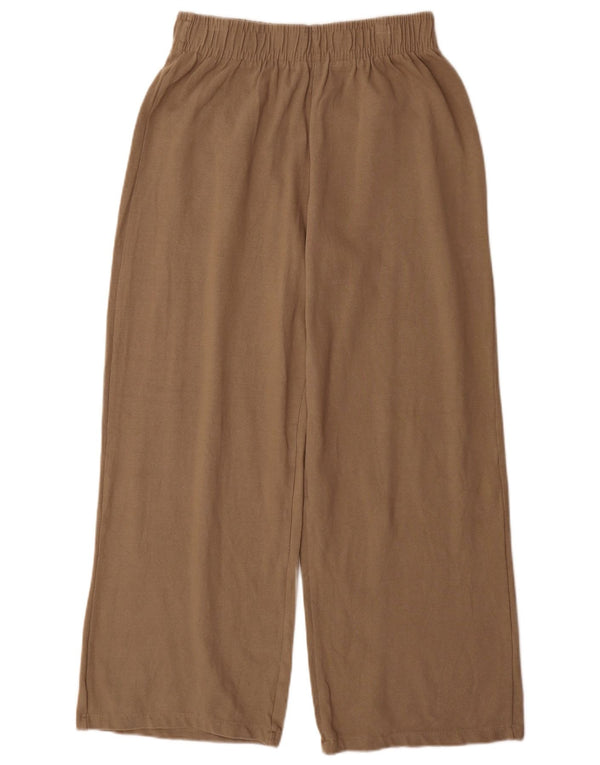 Pantaloni de trening Zara pentru femei cu picioare largi UK 12 bumbac mediu bej