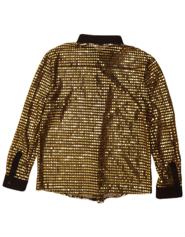 Bluză de cămașă vintage pentru femei UK 18 XL poliester auriu