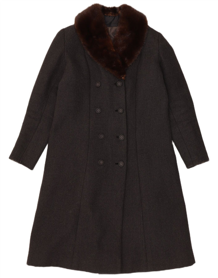 Palton dublu pentru femei vintage UK 12 Medium Black Colorblock